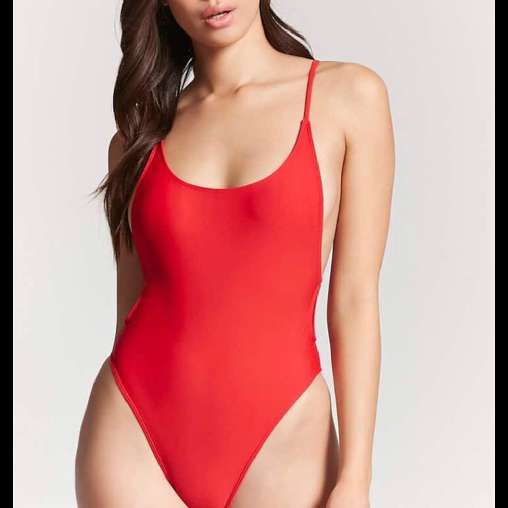 Red Forever 21 One Piece Swimsuit